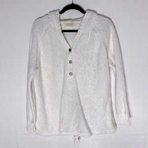 5/$25 Old Navy White Cotton Knit Pullover Hoodie S